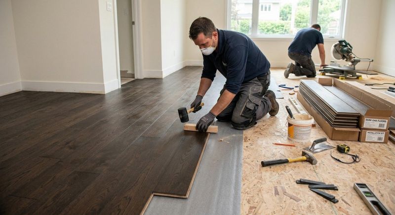 Dark Wood Floor Installation in Escondido, CA